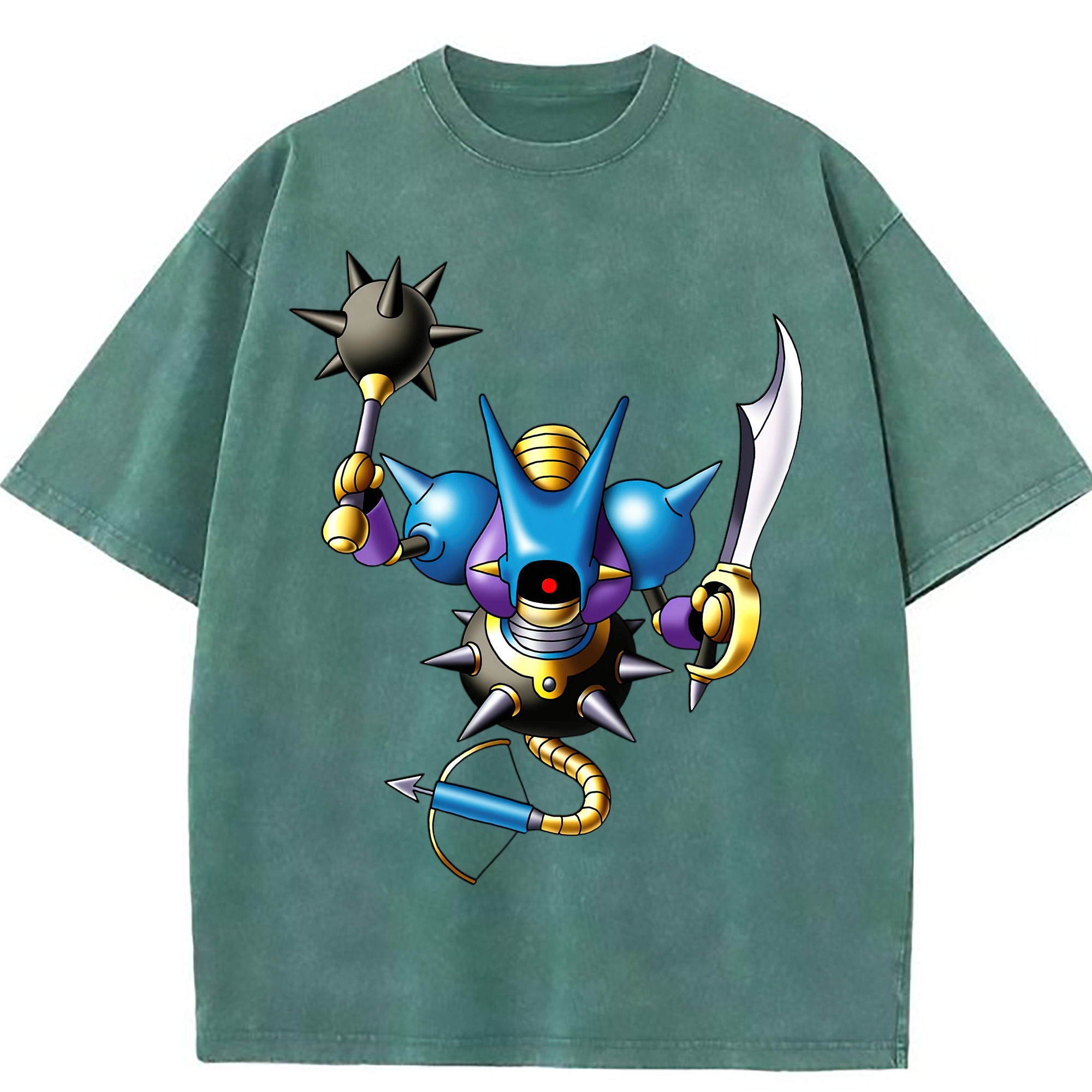 （画像用） ドラゴンクエスト Doragon Kuesuto Dragon Quest 綿100% ヴィンテージ風 半袖Tシャツ（フロントプリント）